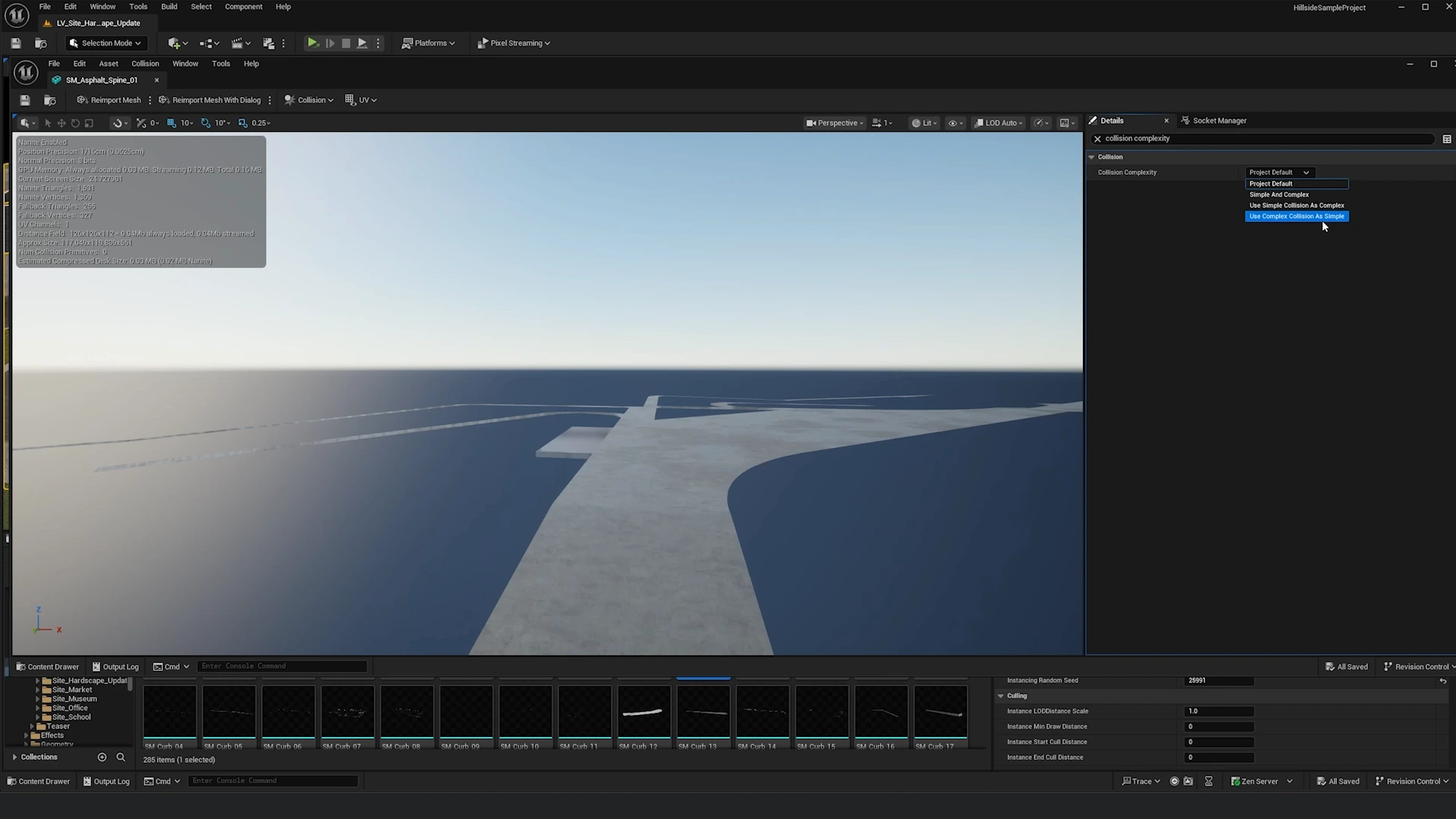Setting collision complexity on single mesh