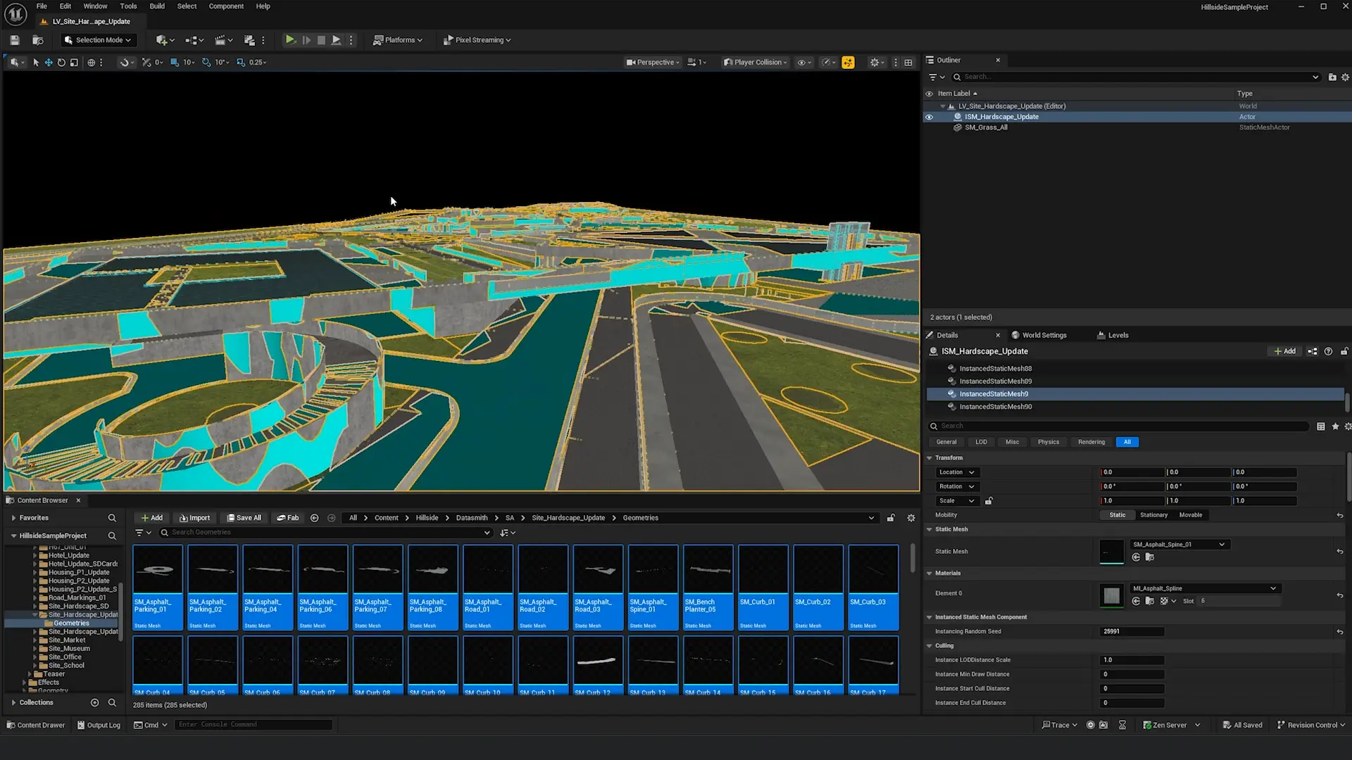 Fixed collision showing blue collidable surfaces
